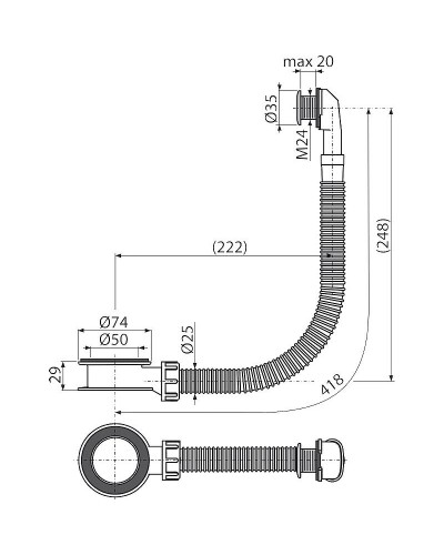 Слив-перелив для раковины Alcaplast A328CR Хром