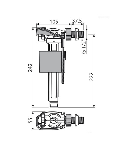 Наливная арматура Alcaplast A150-1/2 с боковой подводкой