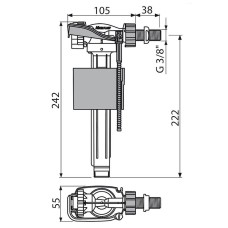 Наливная арматура Alcaplast A150-3/8 с боковой подводкой