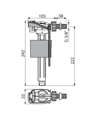 Наливная арматура Alcaplast A150-3/8 с боковой подводкой