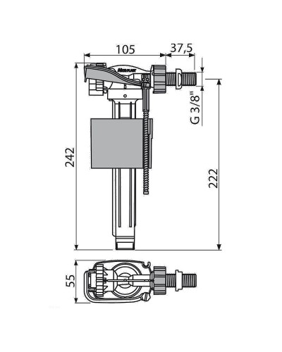 Наливная арматура Alcaplast A160-3/8 с боковой подводкой