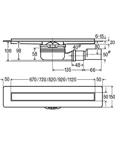 Душевой лоток Viega Advantix 900 4983.10 753177 с решеткой Хром