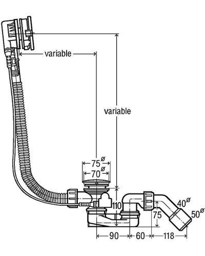 Слив-перелив Viega Simplex Trio 616642 728014 полуавтомат с наливом Хром
