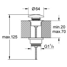 Донный клапан Kerasan Nolita 923359 click-clack Grigio matt
