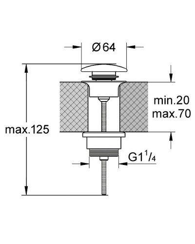 Донный клапан Kerasan 923375 click-clack Borgogna matt