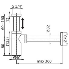 Сифон для раковины Ravak X01747 Черный матовый