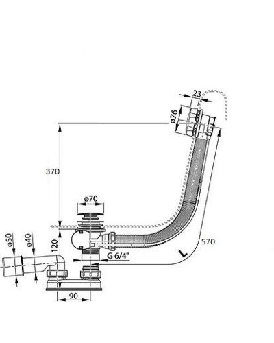 Слив-перелив Ravak X01745 полуавтомат Черный
