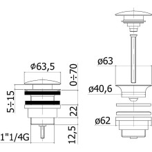 Донный клапан Paffoni ZSCA050ST Сlick-Сlack Сталь