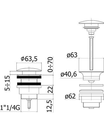 Донный клапан Paffoni ZSCA050ST Сlick-Сlack Сталь