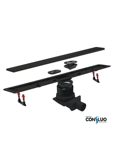 Душевой лоток Pestan Confluo Frameless Line 450 13701318 с двухсторонней решеткой Черный матовый / полая под плитку