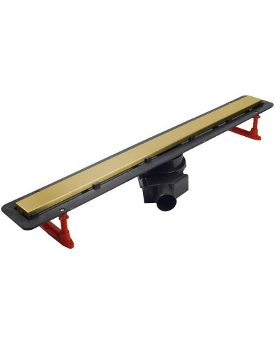 Душевой лоток Pestan Confluo Frameless Line 650 13701222 с двухсторонней решеткой Золото глянцевый / полая под плитку
