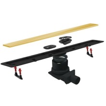 Душевой лоток Pestan Confluo Frameless Line 650 13701222 с двухсторонней решеткой Золото глянцевый / полая под плитку