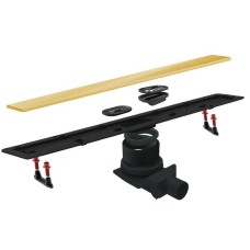 Душевой лоток Pestan Confluo Frameless Line 650 13701222 с двухсторонней решеткой Золото глянцевый / полая под плитку