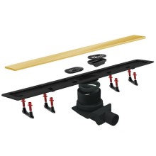 Душевой лоток Pestan Confluo Frameless Line 750 13701223 с двухсторонней решеткой Золото глянцевый / полая под плитку