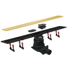 Душевой лоток Pestan Confluo Frameless Line 750 13701223 с двухсторонней решеткой Золото глянцевый / полая под плитку