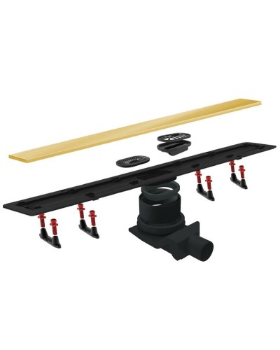 Душевой лоток Pestan Confluo Frameless Line 750 13701223 с двухсторонней решеткой Золото глянцевый / полая под плитку