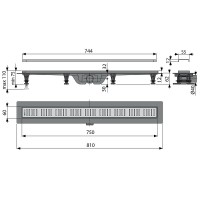 Душевой лоток Koller Pool G10-750 с решеткой Хром матовый