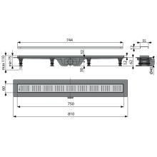 Душевой лоток Koller Pool G10-750 с решеткой Хром матовый