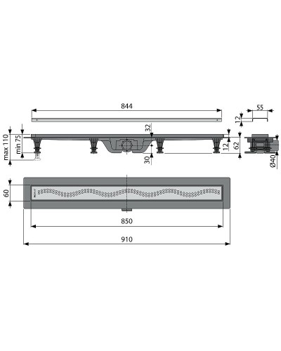 Душевой лоток Koller Pool G8-850 с решеткой Хром матовый