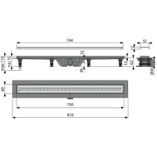 Душевой лоток Koller Pool G9-750 с решеткой Хром матовый