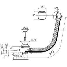 Слив-перелив Koller Pool B70CLPA полуавтомат Хром