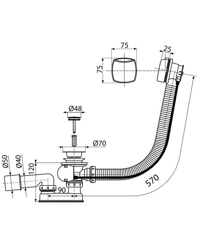 Слив-перелив Koller Pool B70CLPA полуавтомат Хром
