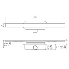 Душевой лоток Migliore 700х40 24898 с решеткой Золото