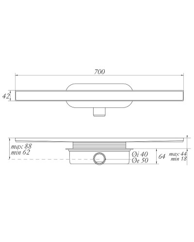 Душевой лоток Migliore 700х40 24898 с решеткой Золото