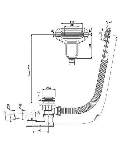 Слив-перелив Radomir Вальс 1-19-2-0-0-183 click-clack Хром