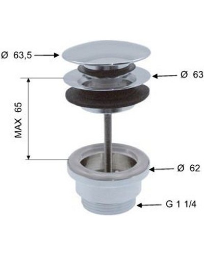 Донный клапан Remer 905CCR114 click-clack Хром