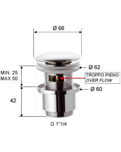 Донный клапан Remer 905CC2114 click-clack Хром