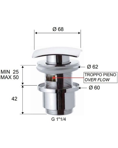 Донный клапан Remer 905SCC2114 click-clack Хром