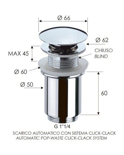 Донный клапан Remer 904CC114 click-clack Хром