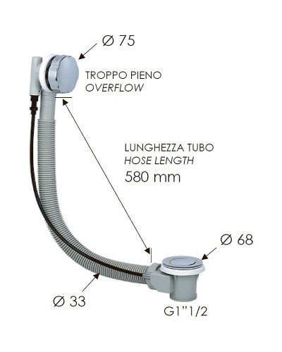 Слив-перелив Remer 96P автомат Хром