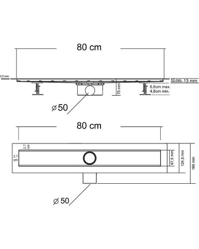 Душевой лоток Vincea Optima 80 SAY.601.80.B.M.S.NSNGH с Черной матовой решеткой