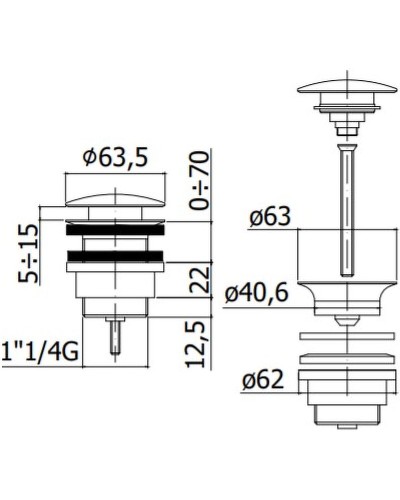 Донный клапан Paffoni ZSCA050BO click-clack Белый матовый