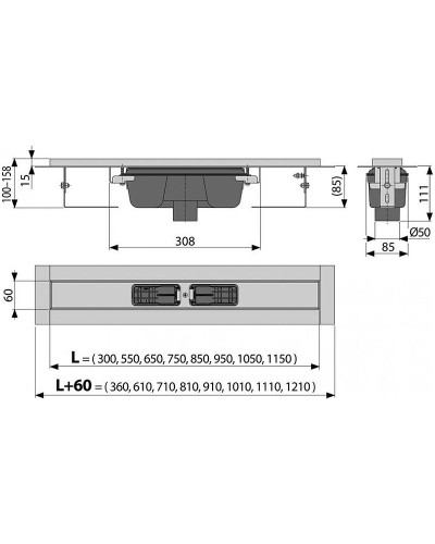Душевой лоток Alcaplast APZ1001S-650 без решетки