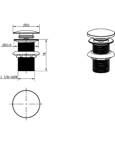 Донный клапан Boheme 612-GM click-clack Оружейная сталь