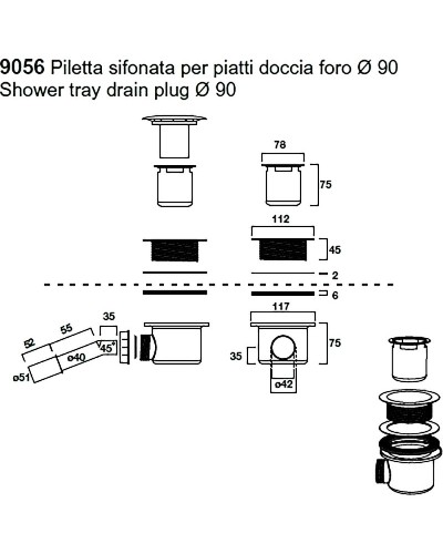 Сифон для душевого поддона Kerasan Retro 905601 Хром
