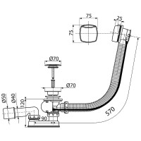 Слив-перелив Koller Pool B70CPPA полуавтомат Хром