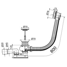 Слив-перелив Koller Pool B70CPMA80 полуавтомат Хром