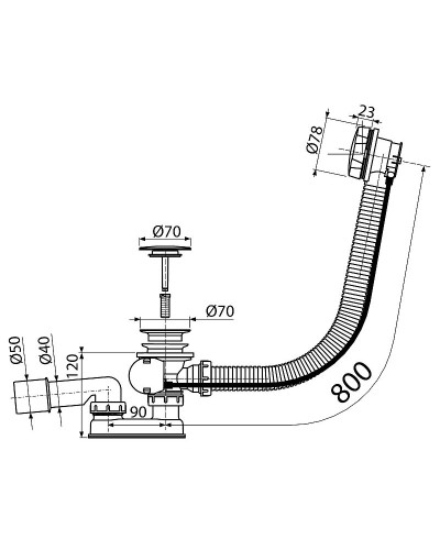 Слив-перелив Koller Pool B70CPMA80 полуавтомат Хром