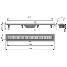 Душевой лоток Koller Pool G10-650 с решеткой Хром матовый