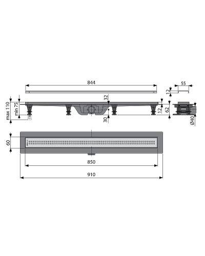 Душевой лоток Koller Pool G9-850 с решеткой Хром матовый