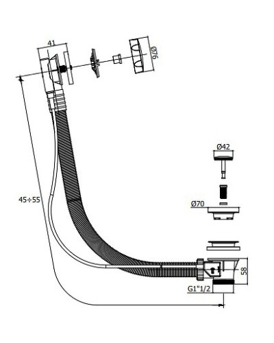 Слив-перелив Paffoni ZACC118NO полуавтомат Черный матовый