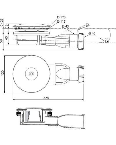 Сифон для душевого поддона Radaway Turboflow Slim R400W Хром с сухим затвором