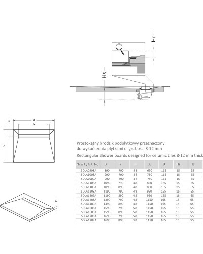 Душевая плита Radaway RadаDrain 109x79 5DLA1108A/5R085B с решеткой под плитку Basic