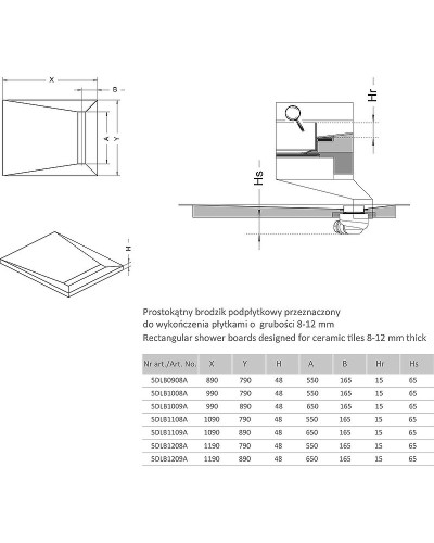 Душевая плита Radaway RadаDrain 99x79 5DLB1008A/5R055B с решеткой под плитку Basic