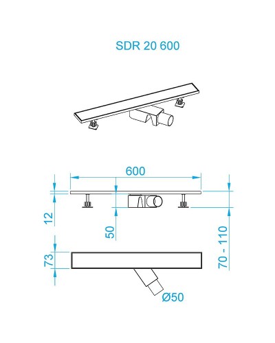 Душевой лоток RGW SDR-20 47212060-01 с решеткой Хром