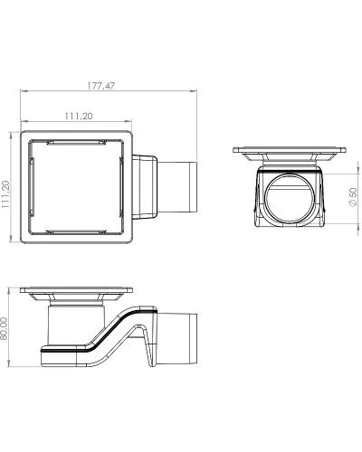 Душевой трап Timo Basic 11 BD110-S50R с решеткой Сталь
